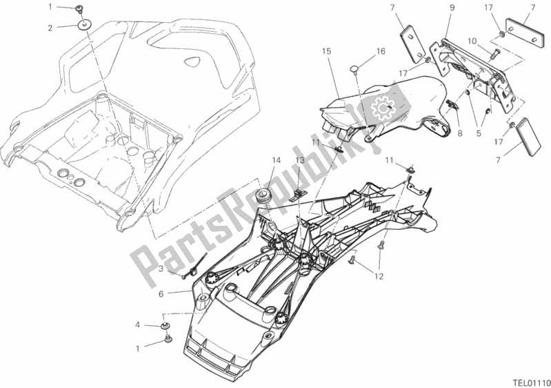 All parts for the Plate Holder of the Ducati Multistrada 1260 S ABS USA 2020